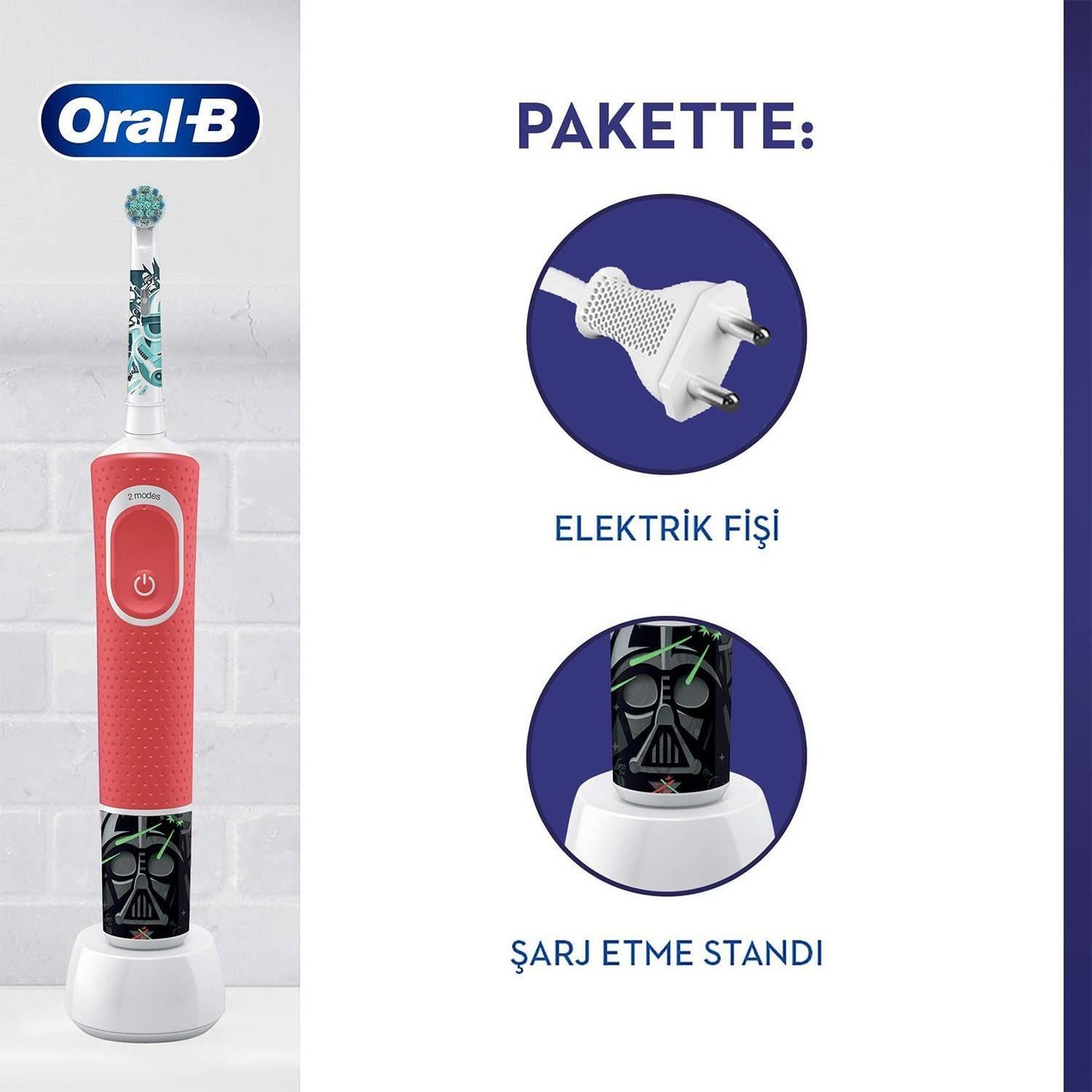 ORAL-B D100 STAR WARS OZEL SERI COCUKLAR ICIN SARJ EDILEBILIR DIS FIRCASI