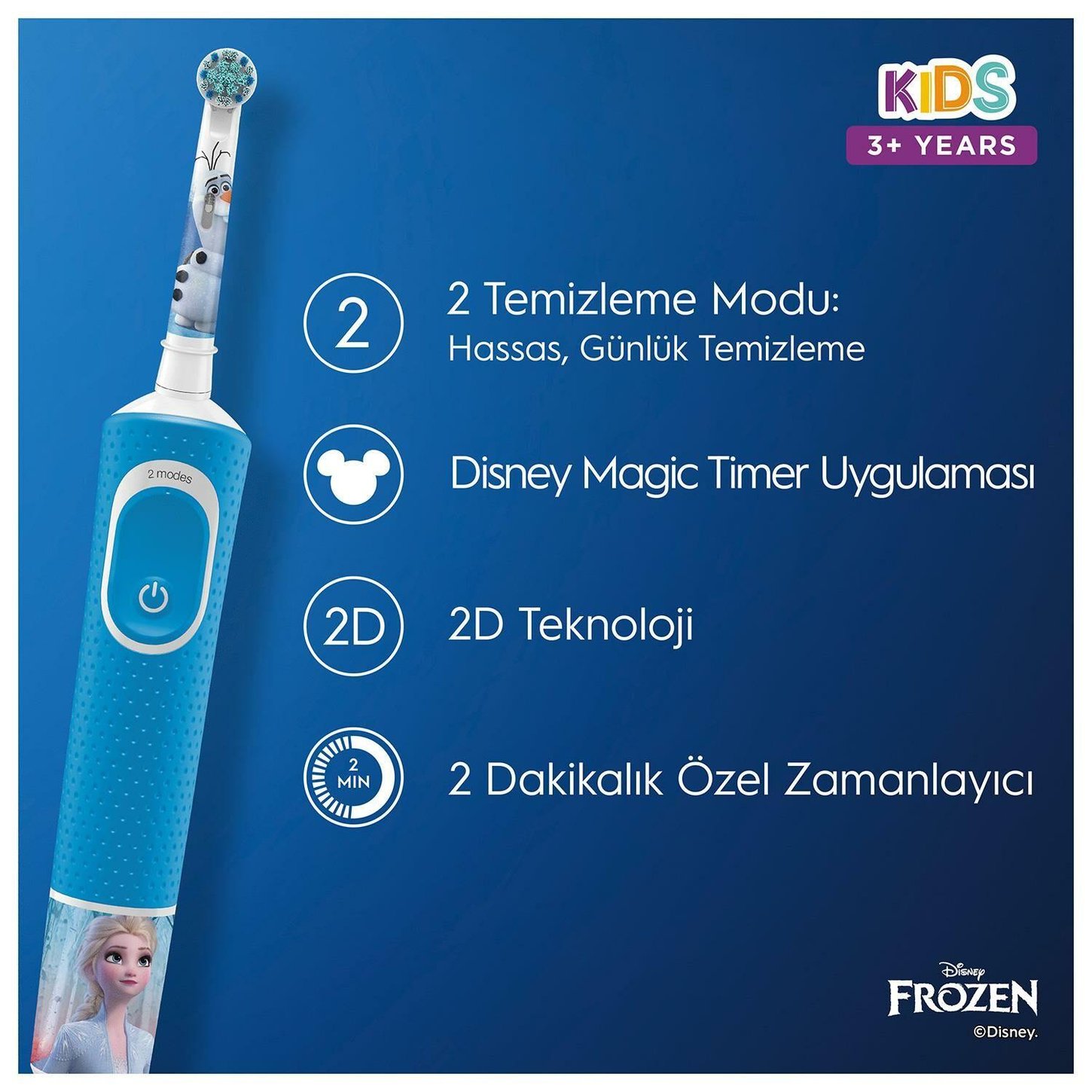 ORAL-B D100 VITALITY FROZEN OZEL SERI COCUKLAR ICIN SARJ EDILEBILIR DIS FIRCASI