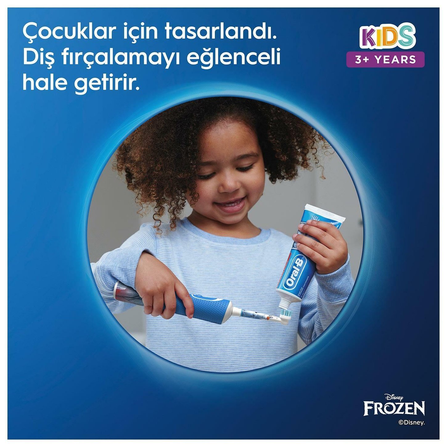 ORAL-B D100 VITALITY FROZEN OZEL SERI COCUKLAR ICIN SARJ EDILEBILIR DIS FIRCASI