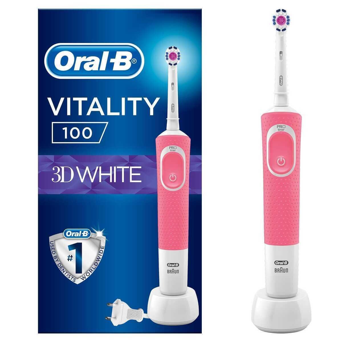 Oral-B Vitality 100 3D White Pembe Şarj Edilebilir Diş Fırçası