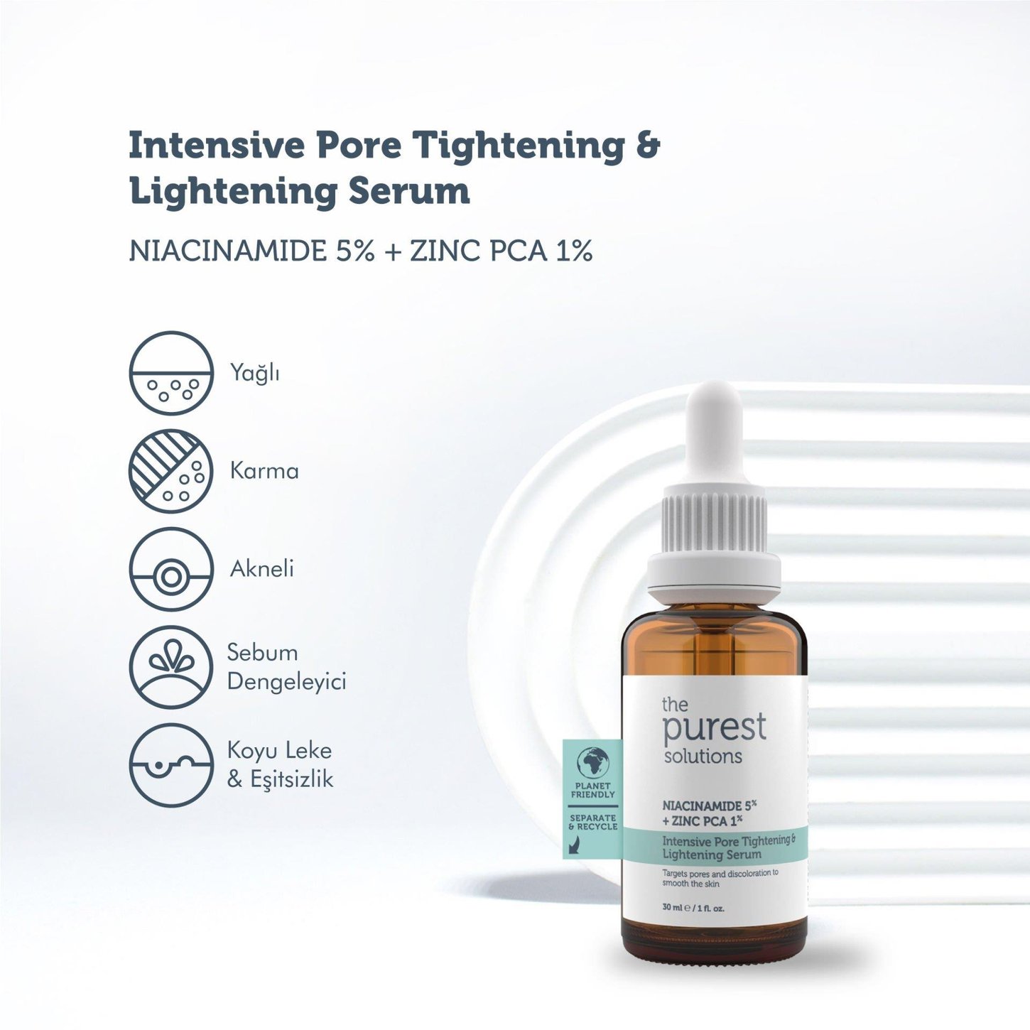 The Purest Solutions Akne Giderici Bakım Serumu Niacinamide 5% + Zinc Pca 1% 30 ml