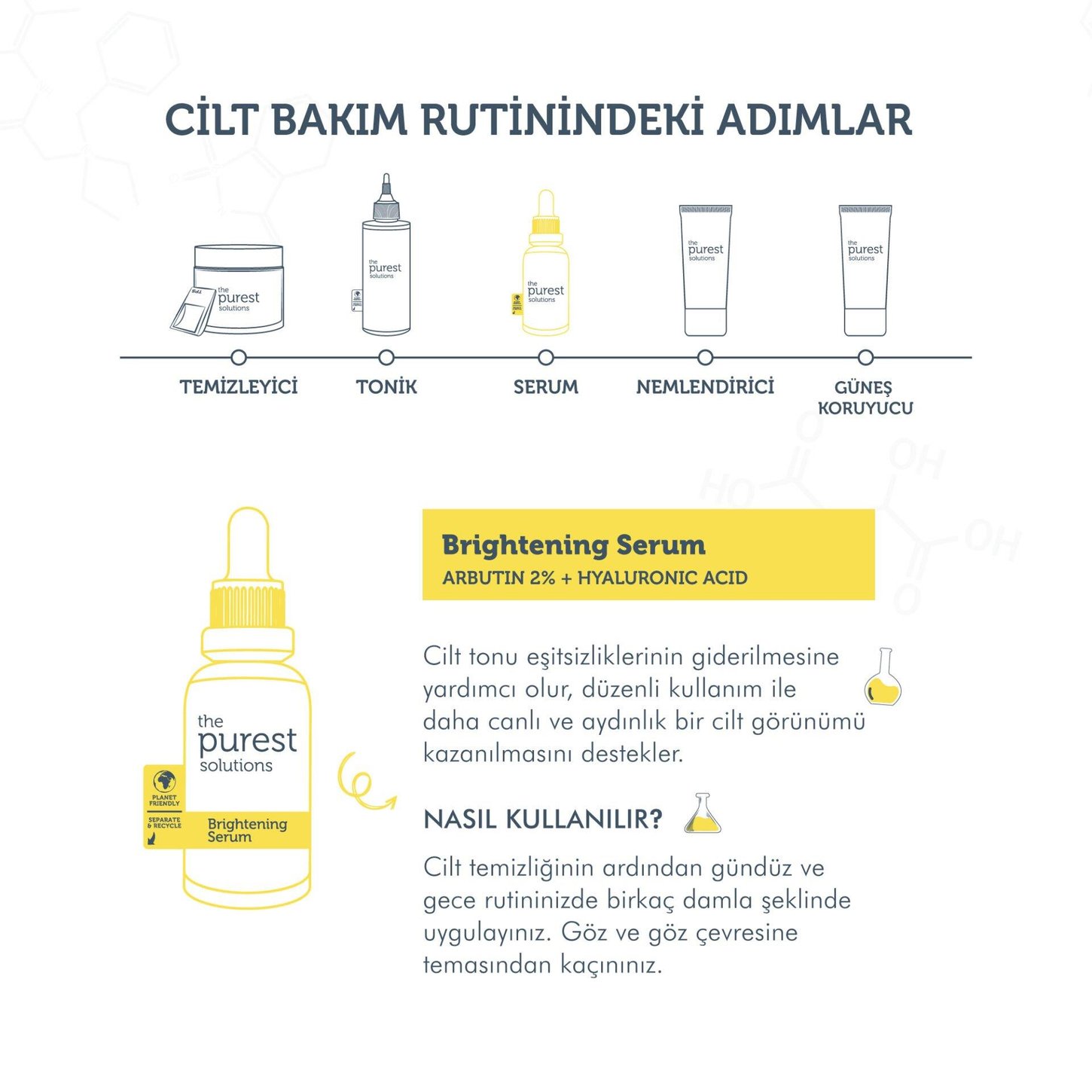 THE PUREST SOLUTIONS ARBUTIN %2 + HYALURONIC ACID LEKE GIDERICI VE CILT TONU ESITLEYICI 30 ML