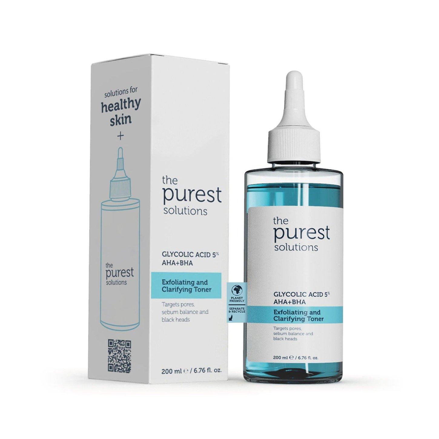 THE PUREST SOLUTIONS EXFOLIATING CLARIFYING GLYCOLIC ACID 5% AHA + BHA TONIK 200 ML