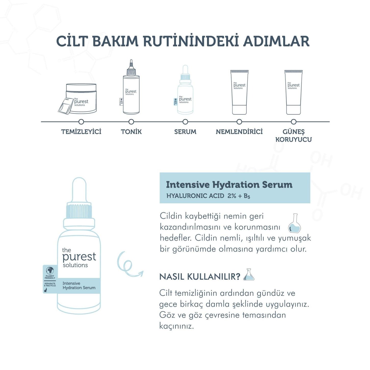 The Purest Solutions Hyaluronic Acid %2 + B5 Yoğun Nemlendirici Yüz Serumu 30 ml