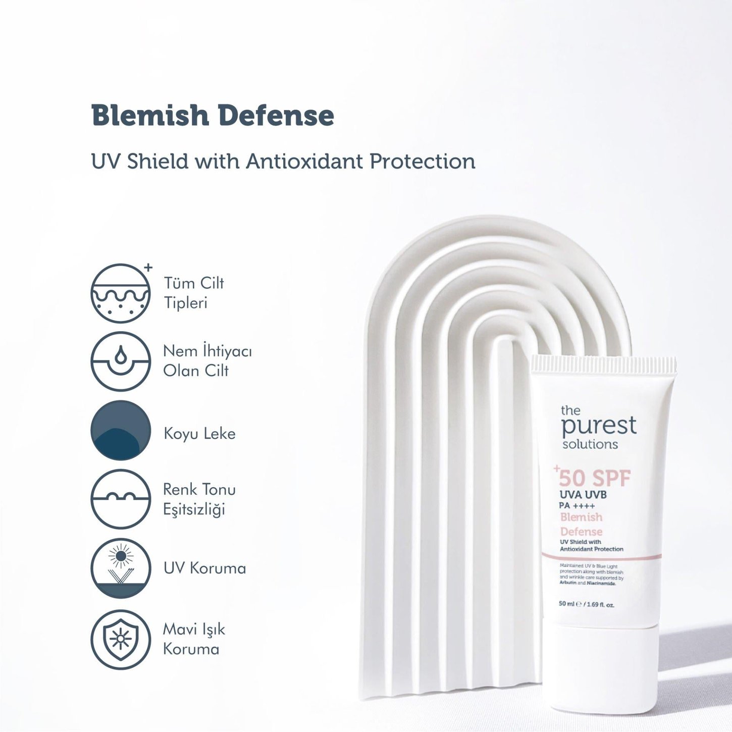 The Purest Solutions Lekeli Ciltler İçin Antioksidan Destekli Güneş Kremi SPF 50+ 50 ml
