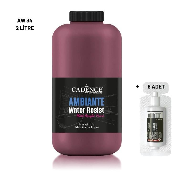 Ambiante Islak Yüzey Boyası AW-34 Bordo 2000ML + Katalizör 80Gr