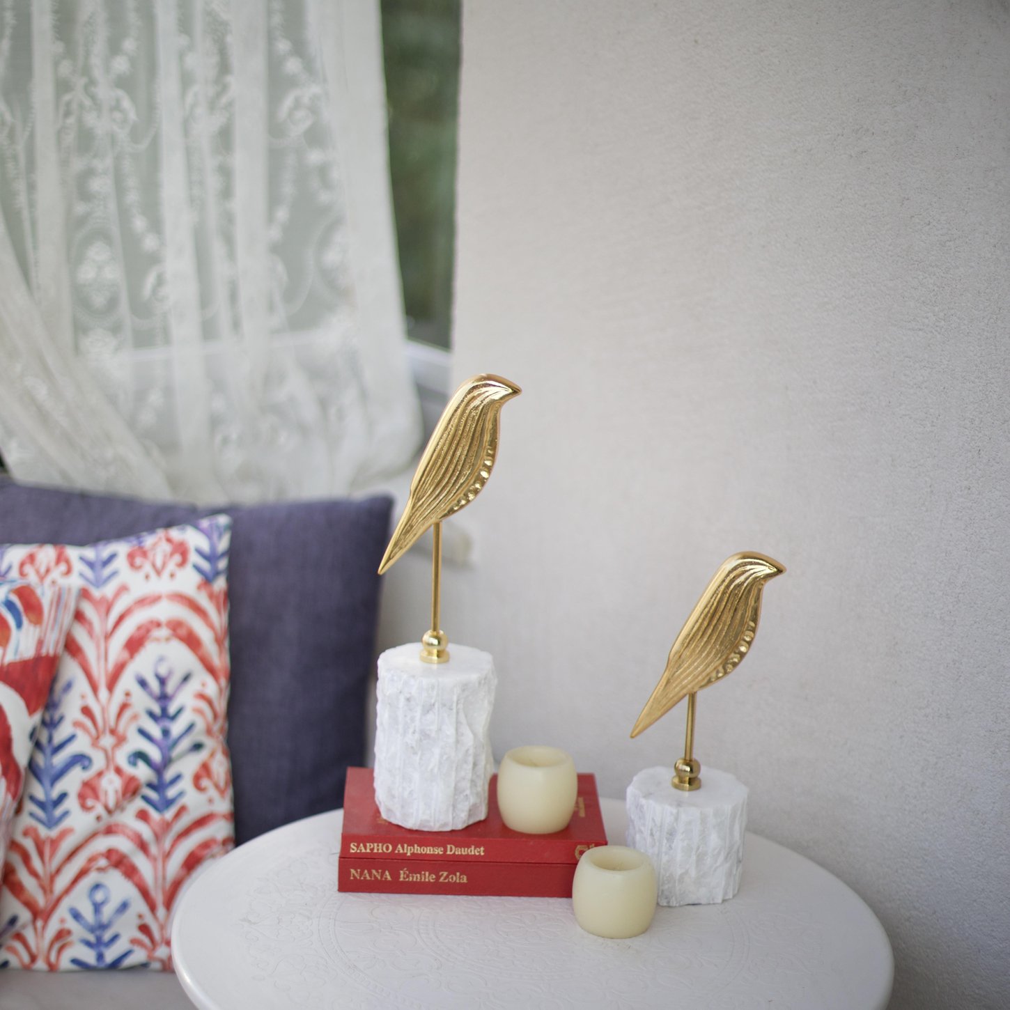 Mermer Kaideli İkili Kuş Biblo