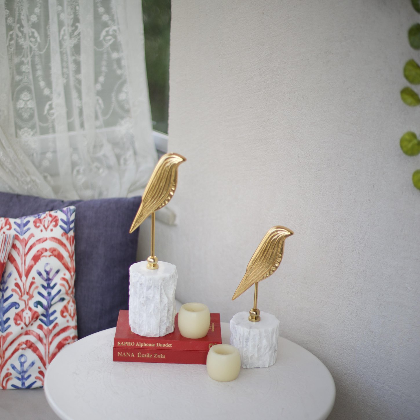 Mermer Kaideli İkili Kuş Biblo