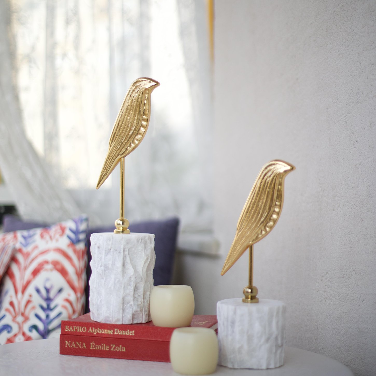 Mermer Kaideli İkili Kuş Biblo