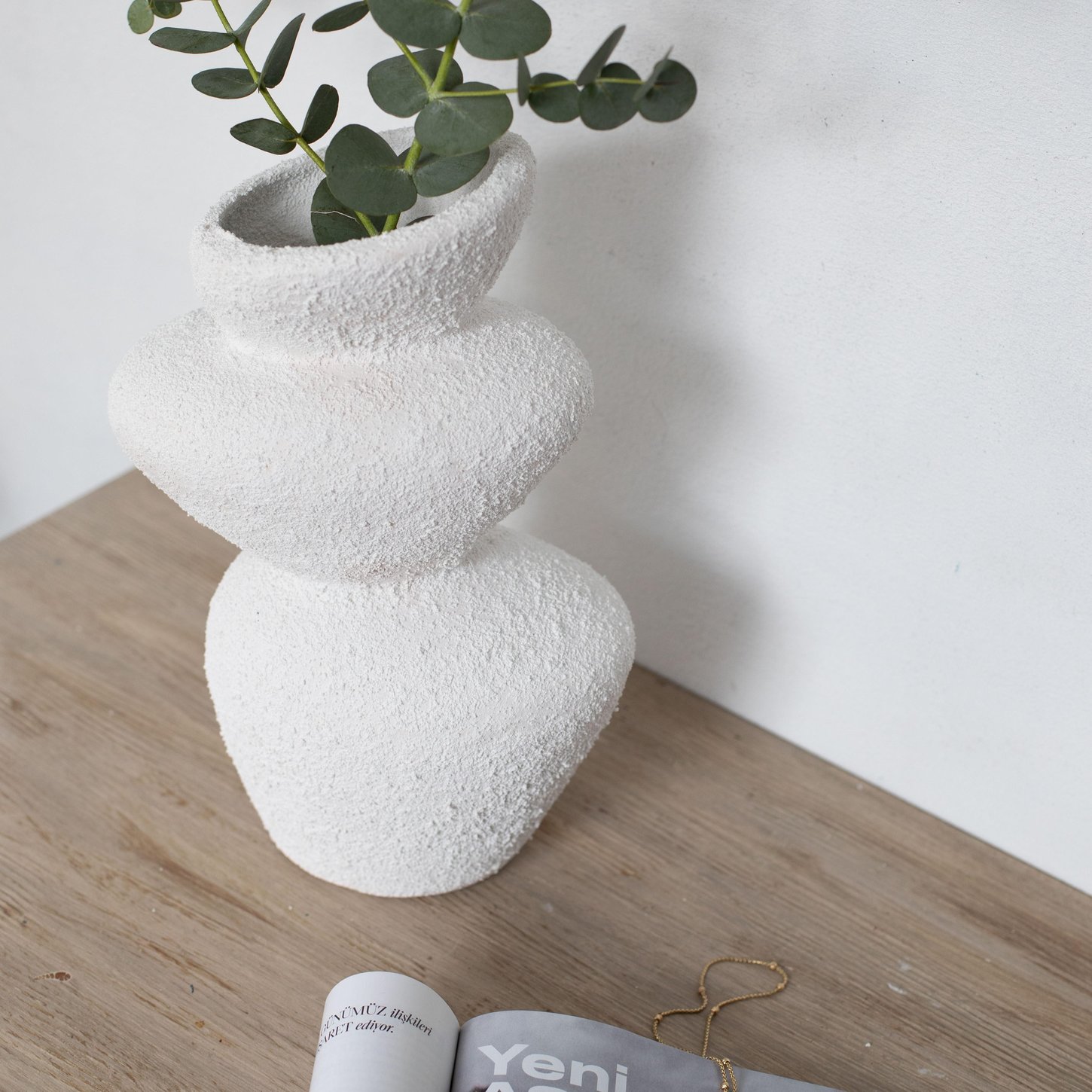 Moderna Seri Seramik Dokulu Stone Vazo