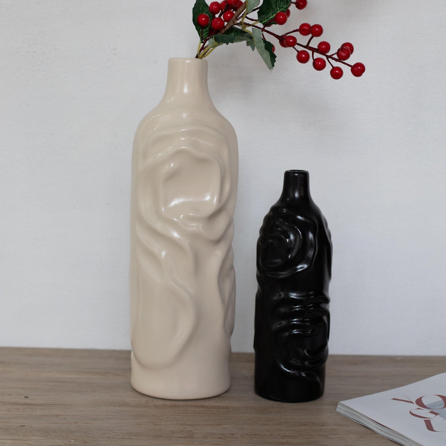 Moderna Seri Seramik Krem Rose Vazo Büyük