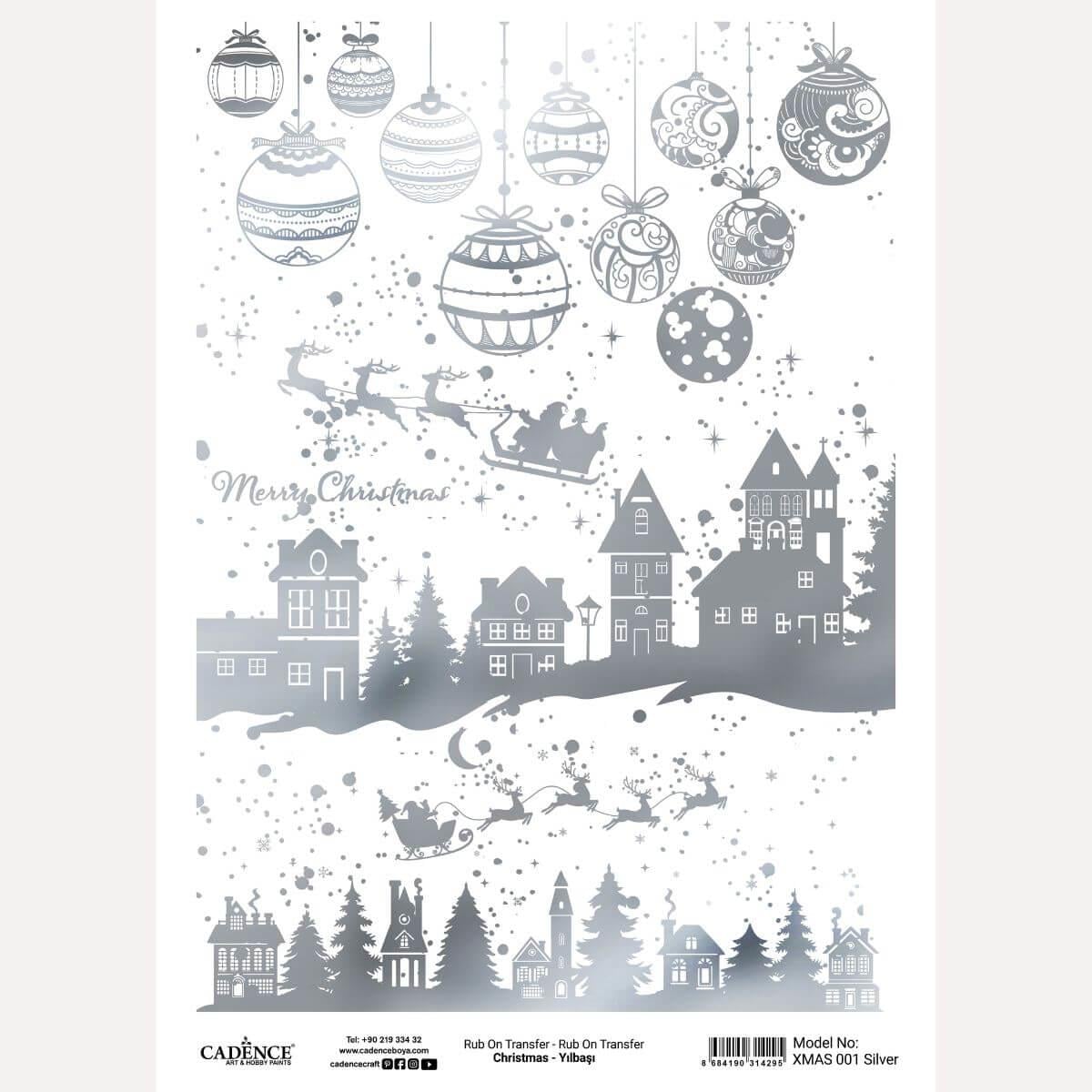 Yılbaşı Rub on Transfer Gümüş XMAS-001 30X42