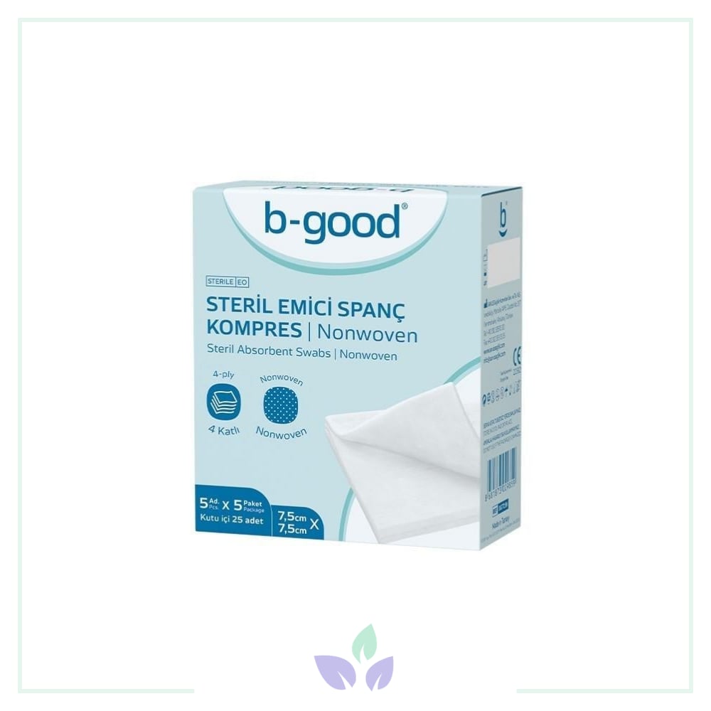 B-Good Steril Emici Spanç Kompres 7,5cmx7,5cm 25'li