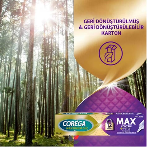 Corega Maksimum Güç Kontrol + Tutuş Diş Protezi Yapıştırıcı Krem 40 gr