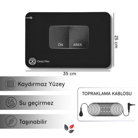 Deep Flex Stres Azaltıcı ve Enerji Dengeleyici Topraklama Matı Set (Mat + Kablo + Priz Adaptörü) 25x35 cm