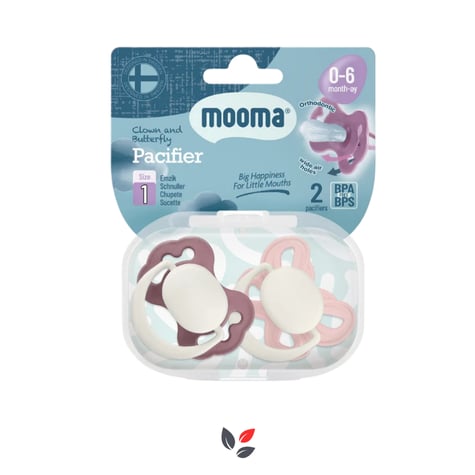 MOOMA Clown And Butterfly 2'li Emzik No:1 (0-6 AY) - Baby Pink Ve Brownish Purple