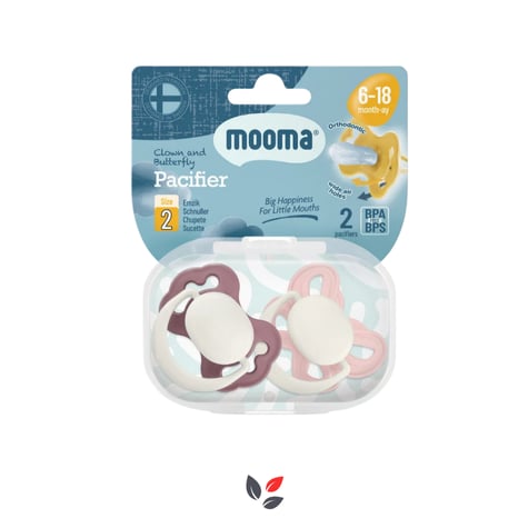 Mooma Pacifier Palyaço ve Kelebek Emzik No:2 6-18 SOMON-KOYU MOR