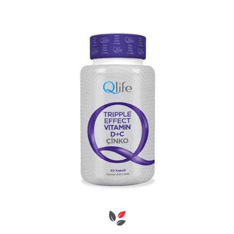 QLife Tripple Effect Vitamin C+D Çinko 60 Kapsül