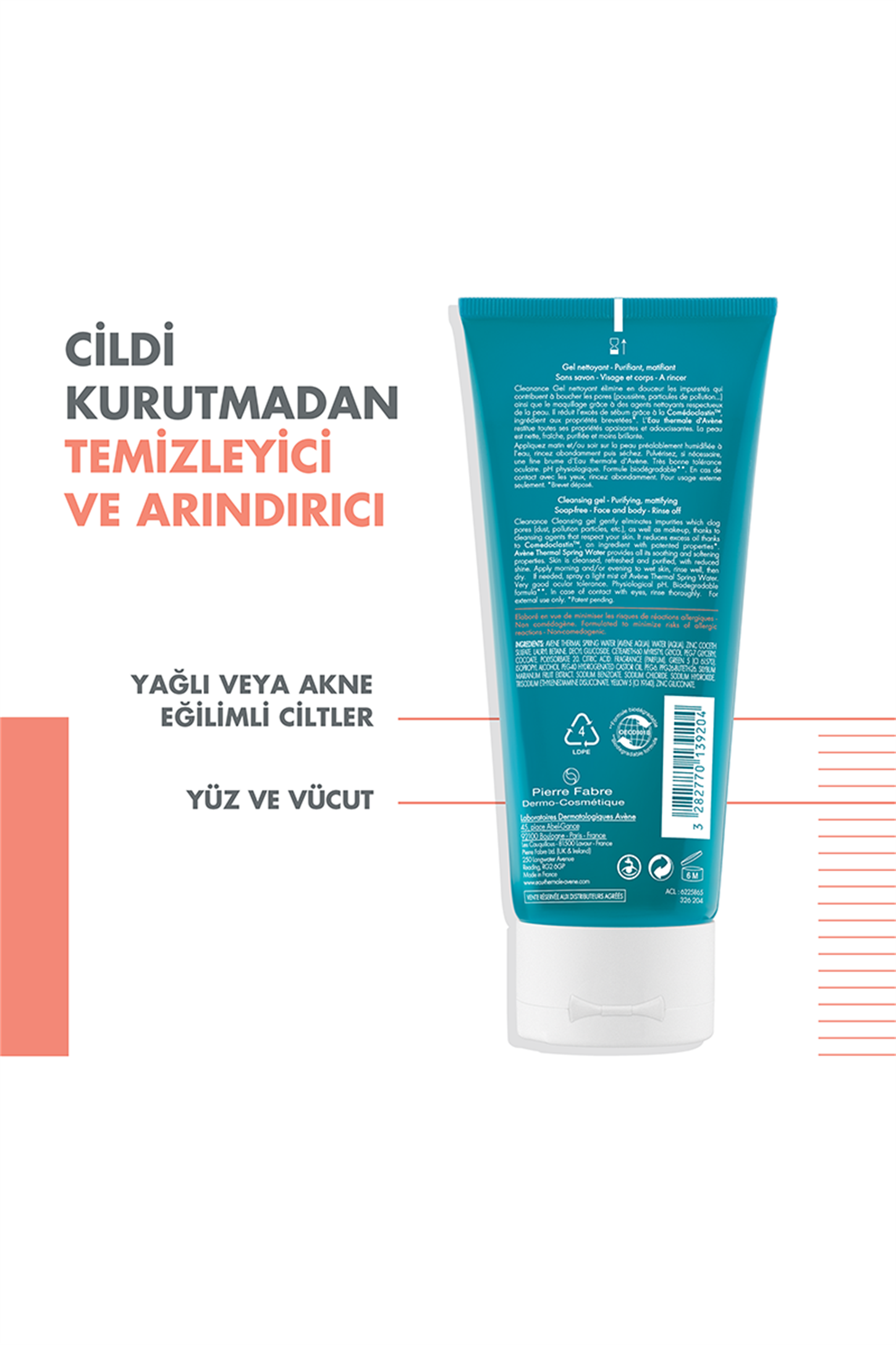 3282770139204 | Avene Cleanance Cleansing Gel  200 ml | KozmovitalYüz TemizleyicileriAveneAvene Cleanance Cleansing Gel  200 ml
