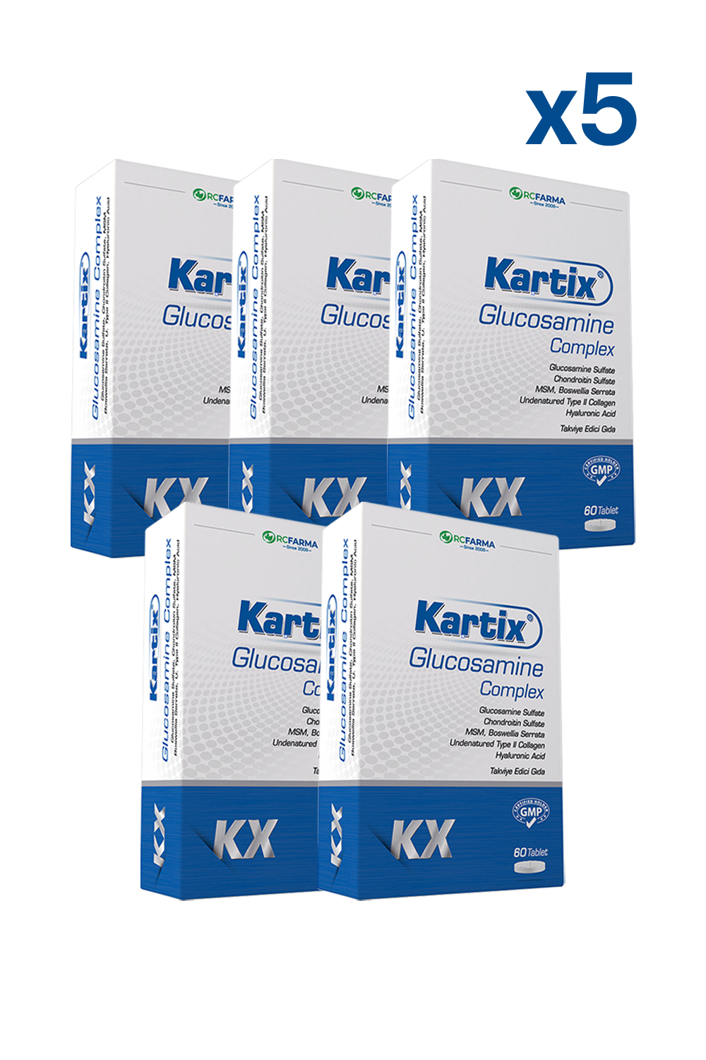 Kartix Glukozamin Kompleks 60 Tablet x 5 kutu | KozmovitalGlukozamin ve EklemRc FarmaKartix Tablet x5 Adet