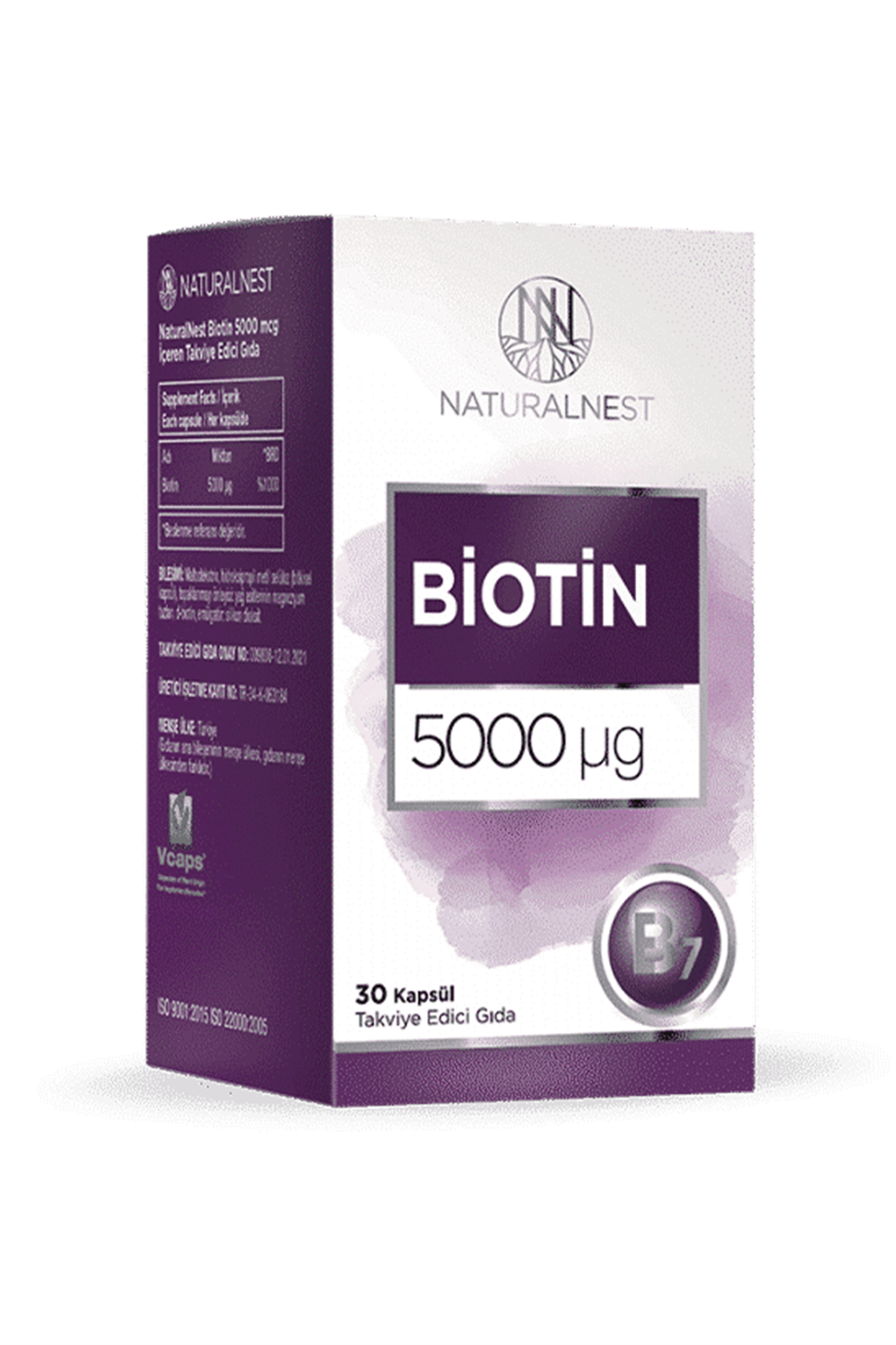 8697595877319 | NaturalNest Biotin 5000 µg 30 Kapsül | KozmovitalVitamin / MultivitaminNaturalNestNaturalNest Biotin 5000 µg 30 Kapsül