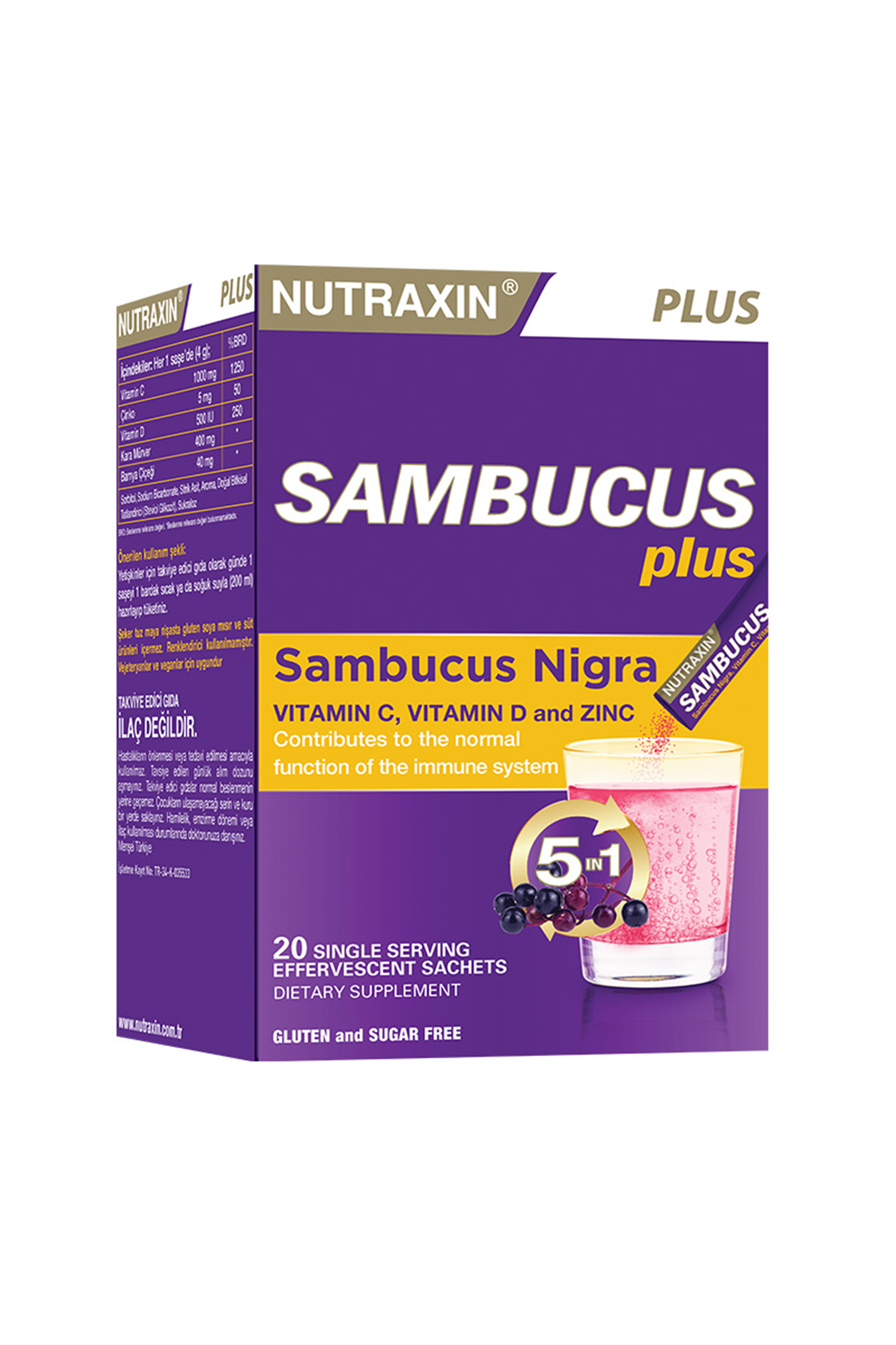 8680512630197 | Nutraxin Sambucus Plus 20 Effervesan Saşe | KozmovitalBitkisel ÜrünlerNutraxinNutraxin Sambucus Plus 20 Effervesan Saşe