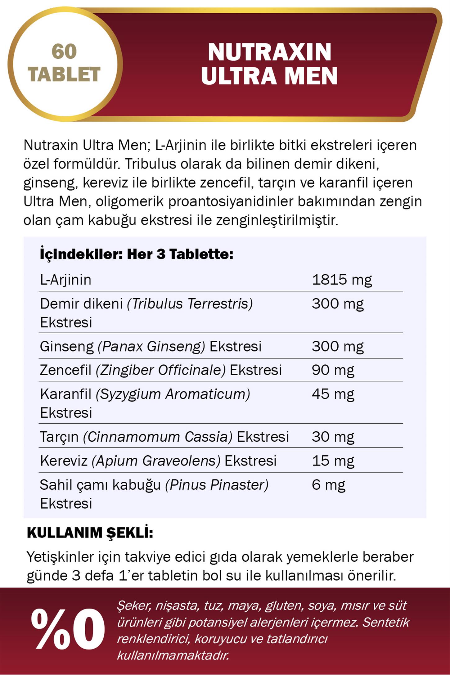 8680512607809 | Nutraxin Ultramen 60 Tablet | KozmovitalBitkisel ÜrünlerNutraxinNutraxin Ultramen 60 Tablet