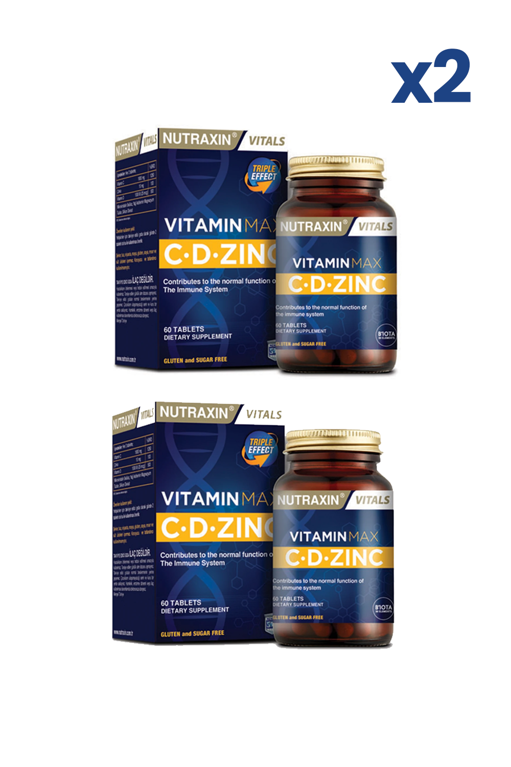 Vitamin / MultivitaminNutraxinNutraxin Vitamin Max C-D-Zinc 60 Tablet x2 Adet