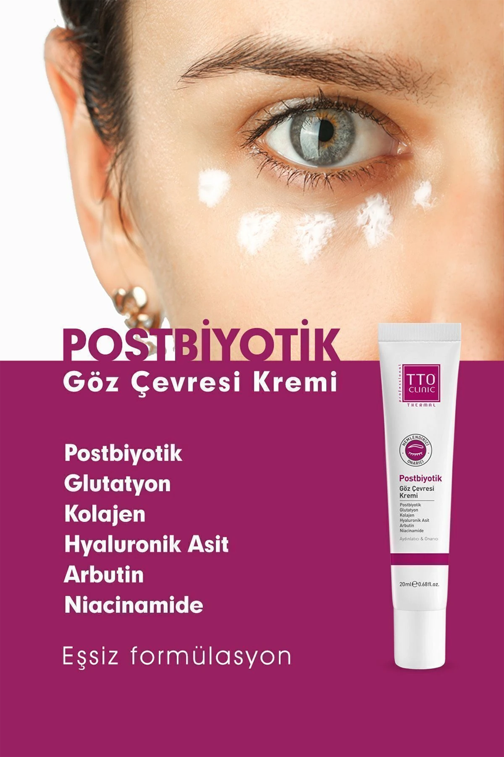 TTO CLINIC Postbiyotik Göz Çevresi Kremi 20 ml | KozmovitalGöz Çevresi NemlendiriciTTOTTO CLINIC Postbiyotik Göz Çevresi Kremi 20 ml