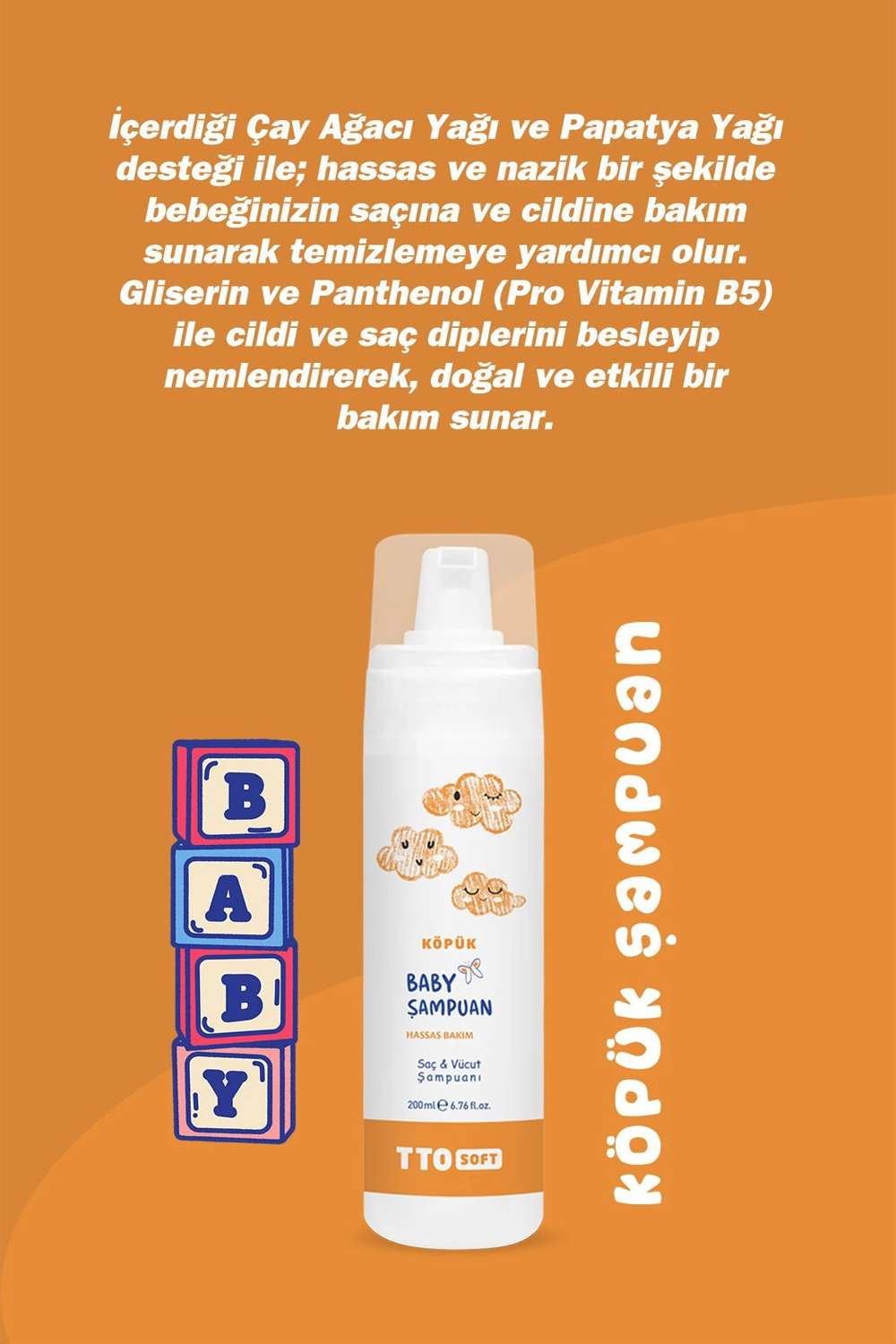 TTO Soft Bebek Köpük Şampuanı 200 ml | KozmovitalBebek ŞampuanlarıTTOTTO Soft Bebek Köpük Şampuanı 200 ml