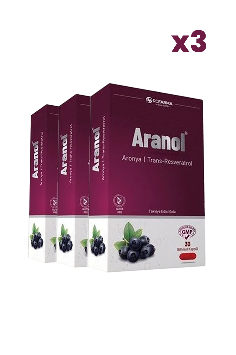Bitkisel ÜrünlerRc FarmaAranol Aronya Trans Resveratrol 30 Kapsül x3 Adet