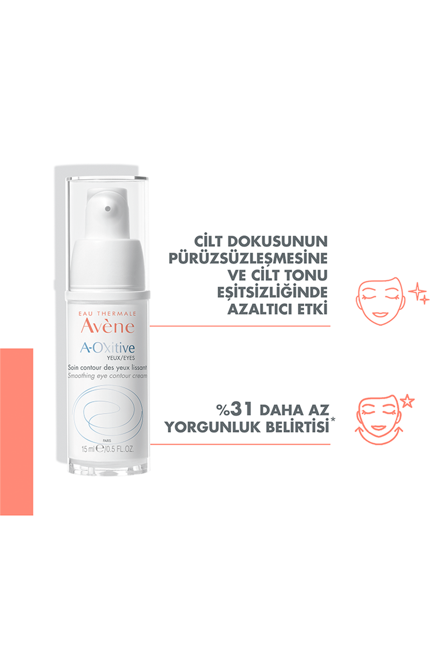 3282770208214 | Avene A-Oxitive Smoothing Eye Contour Cream 15 ml | KozmovitalAnti-Aging ÜrünleriAveneAvene A-Oxitive Smoothing Eye Contour Cream 15 ml