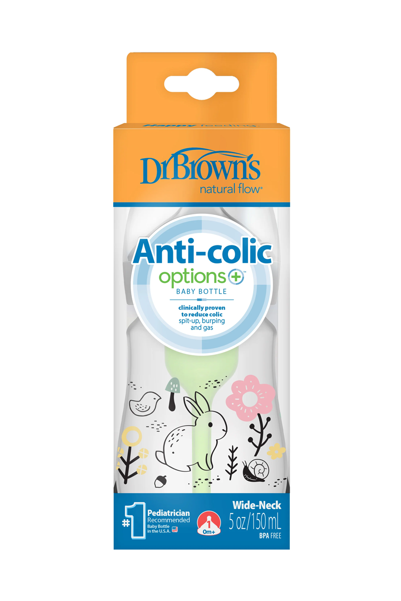 PoliPropilen BiberonlarDr.BrownsDr. Browns Geniş Ağız Anti-Kolik PP Biberon 150 ml  Orman Tavşan Desenli