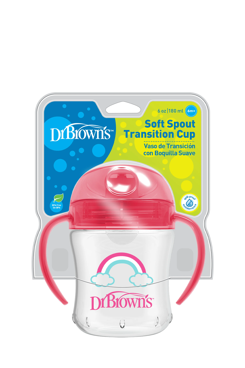 Dr. Browns Silikon ağızlı Alıştırma Bardağı 6ay+ 180 ml Pembe Gökkuşağı desenli | KozmovitalTabak / Bardak / KaşıklarDr.BrownsDr. Browns Silikon ağızlı Alıştırma Bardağı 6ay+ 180 ml Pembe Gökkuşağı desenli