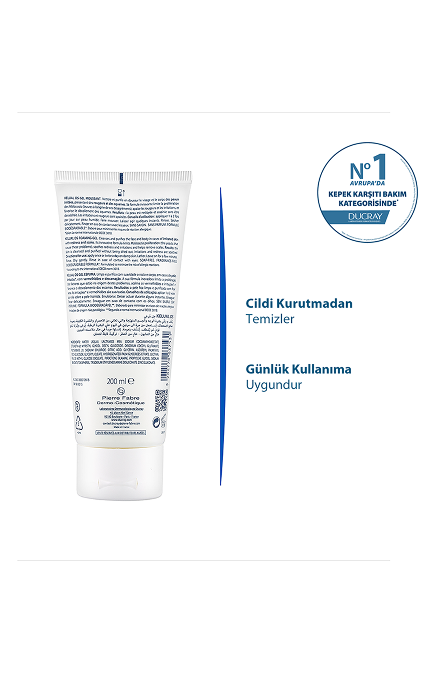 Почистващи продукти за лицеDucrayDucray Kelual DS Gel Moussant - Köpüren Temizleme Jeli 200ml