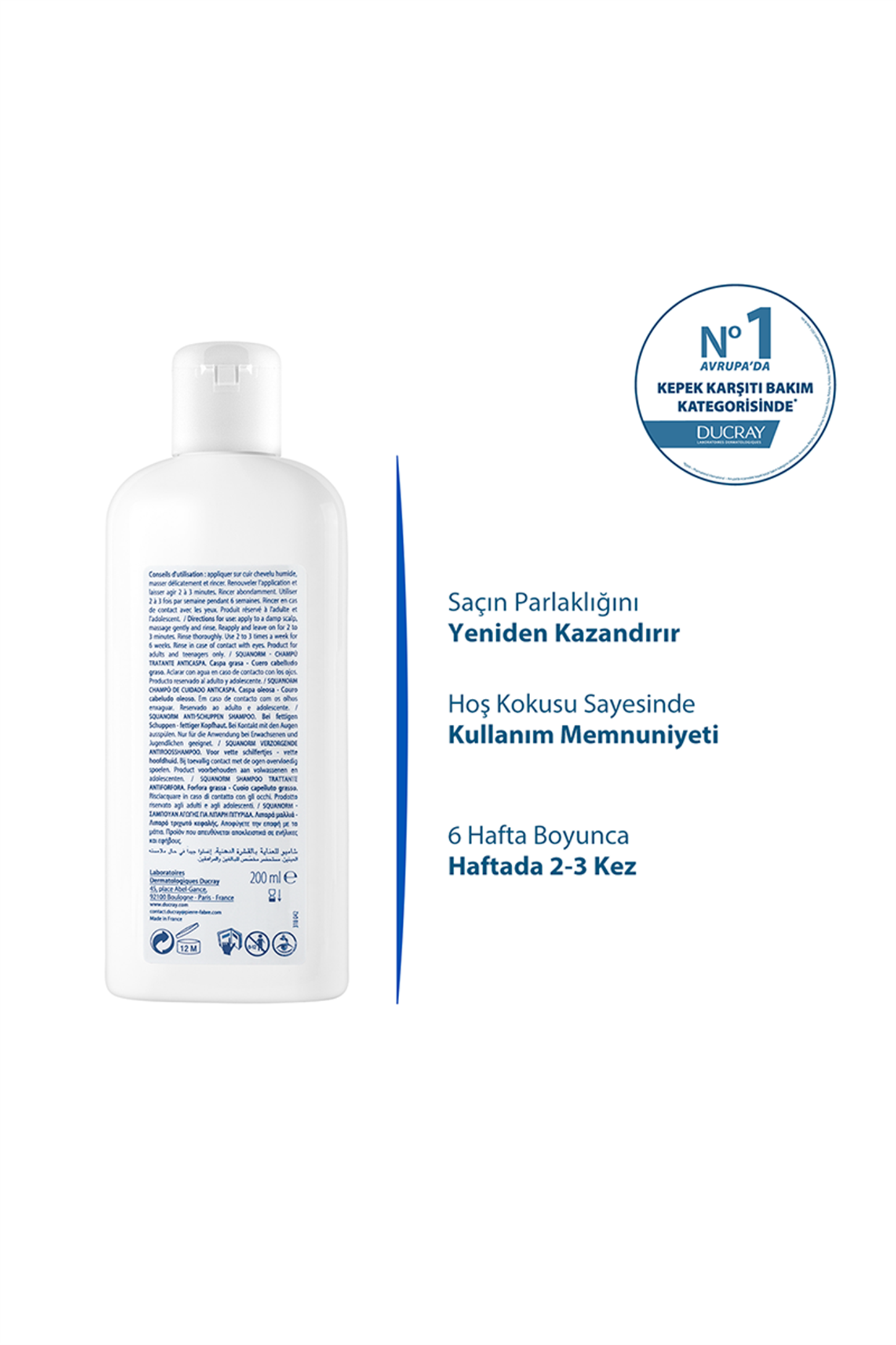 3282770037586 | Ducray Squanorm Pellicules Grasses Shampoo 200ml | KozmovitalKepek BakımıDucrayDucray SQUANORM Yağlı Kepek Şamp. 200 ml