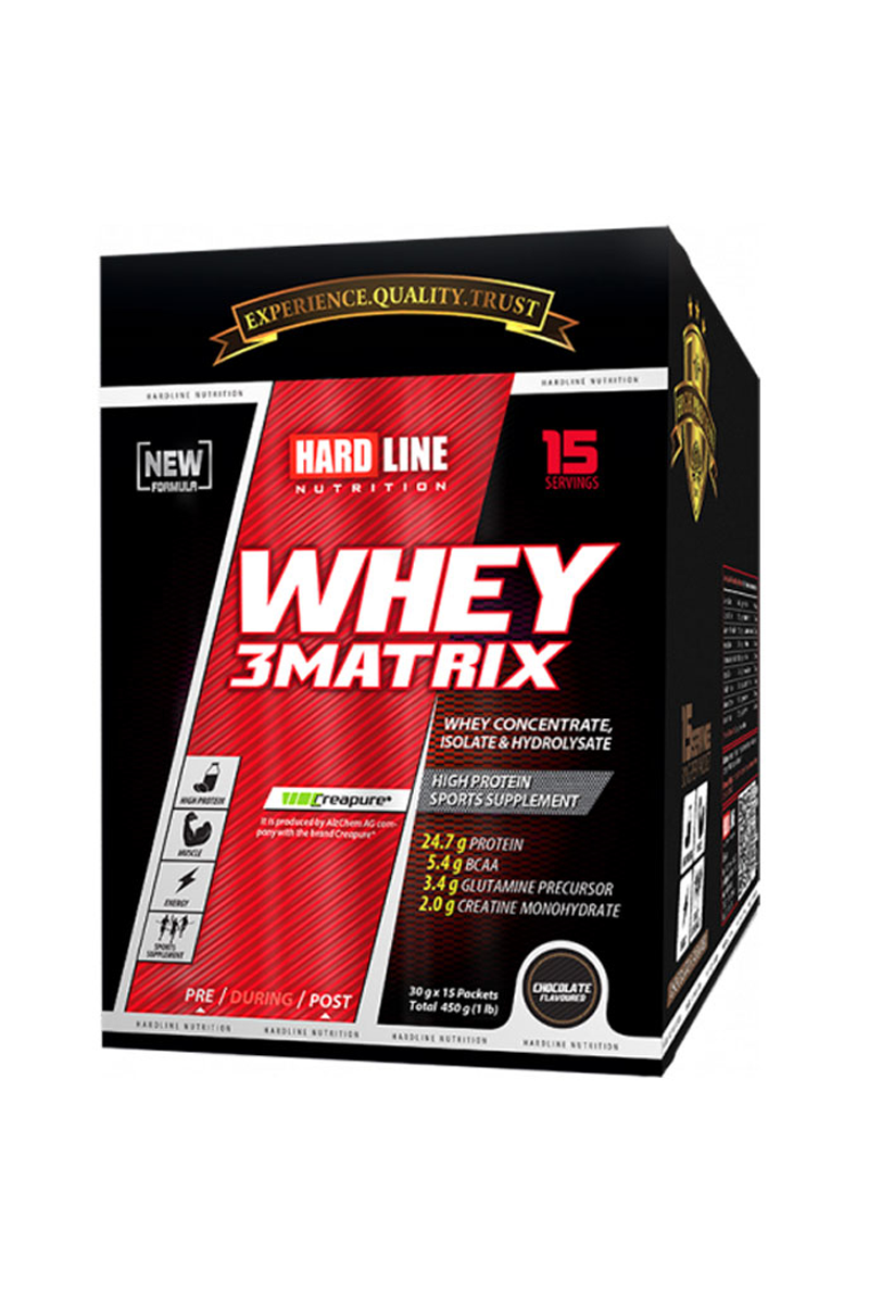 8697448351607 | Hardline Whey 3MATRIX Çikolatalı Saşe 30 gr*15 Adet=450 gr | KozmovitalWhey ProteinHardlineHardline Whey 3MATRIX Çikolatalı Saşe 30 gr*15 Adet=450 gr