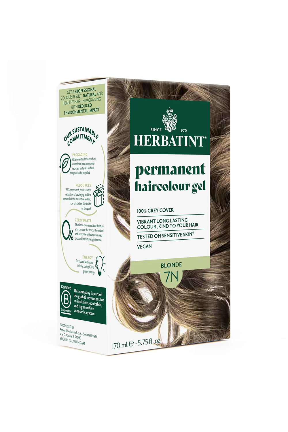 Saç BoyalarıHerbatintHerbatint Bitkisel Özlü Kalıcı Saç Boyası | Doğal Kumral (Blond 7N) 170 ml