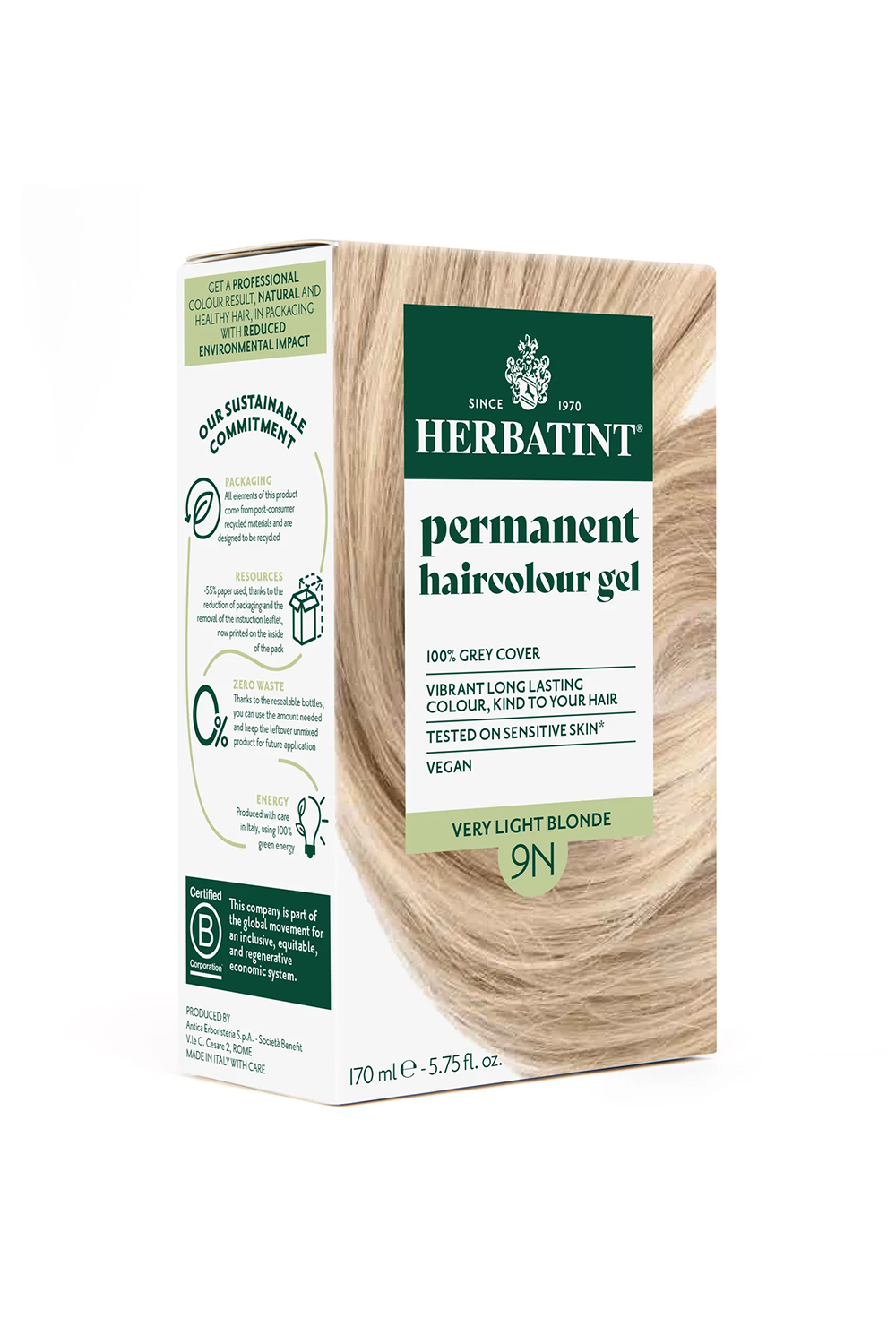 Herbatint Bitkisel Özlü Kalıcı Saç Boyası | Doğal Çok Açık Kumral (Blond Extra Clair 9N) 170 mlSaç BoyalarıHerbatintHerbatint Bitkisel Özlü Kalıcı Saç Boyası | Doğal Çok Açık Kumral (Blond Extra Clair 9N) 170 ml