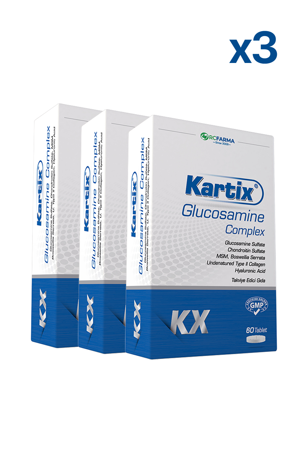Kartix Glukozamin Kompleks 60 Tablet x 3 kutu | KozmovitalGlukozamin ve EklemRc FarmaKartix Tablet x3 Adet