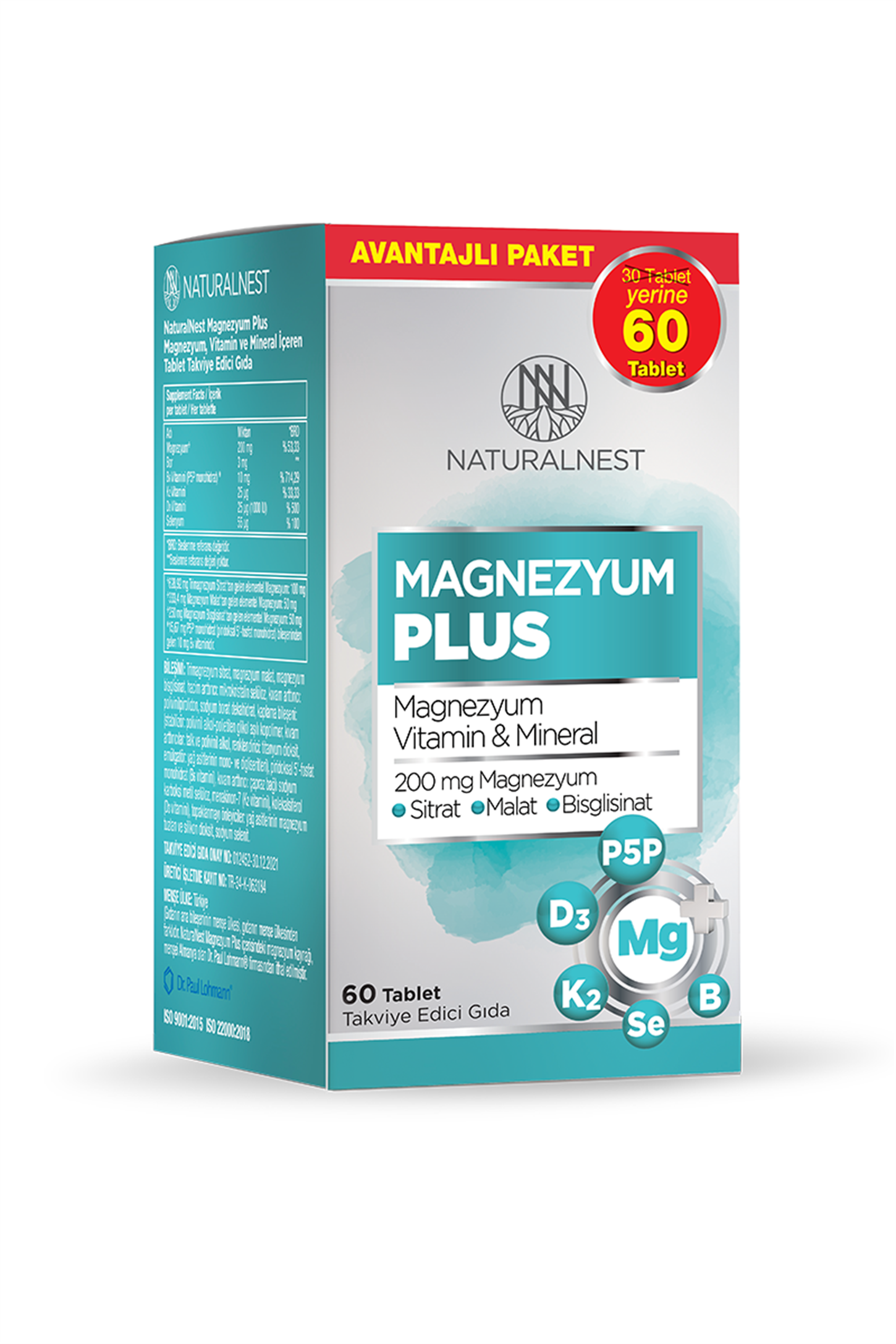 8697595877678 | Naturalnest Magnezyum Plus 60 Tablet | KozmovitalMinerallerNaturalNestNaturalnest Magnezyum Plus 60 Tablet