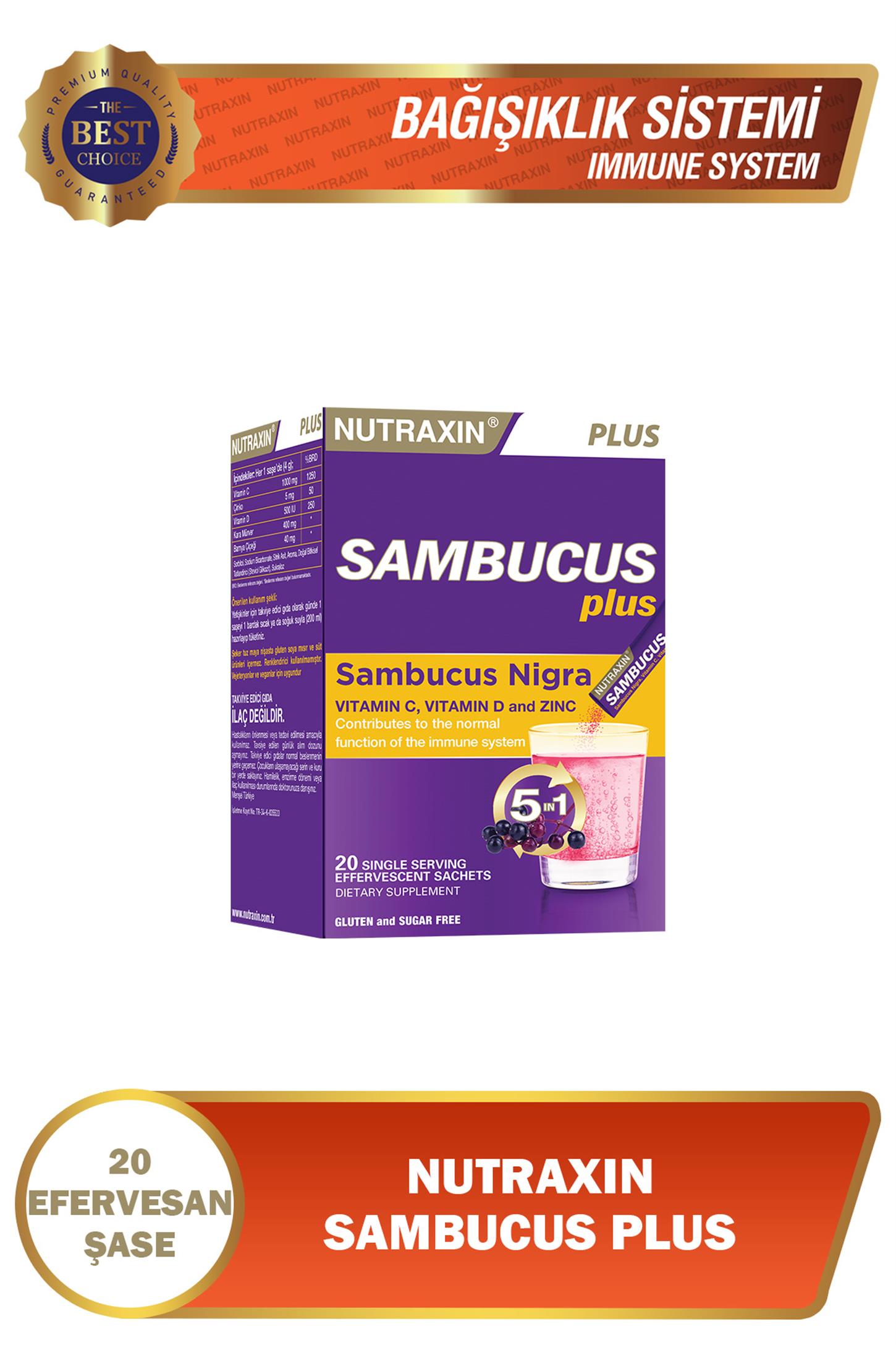 8680512630197 | Nutraxin Sambucus Plus 20 Effervesan Saşe | KozmovitalBitkisel ÜrünlerNutraxinNutraxin Sambucus Plus 20 Effervesan Saşe