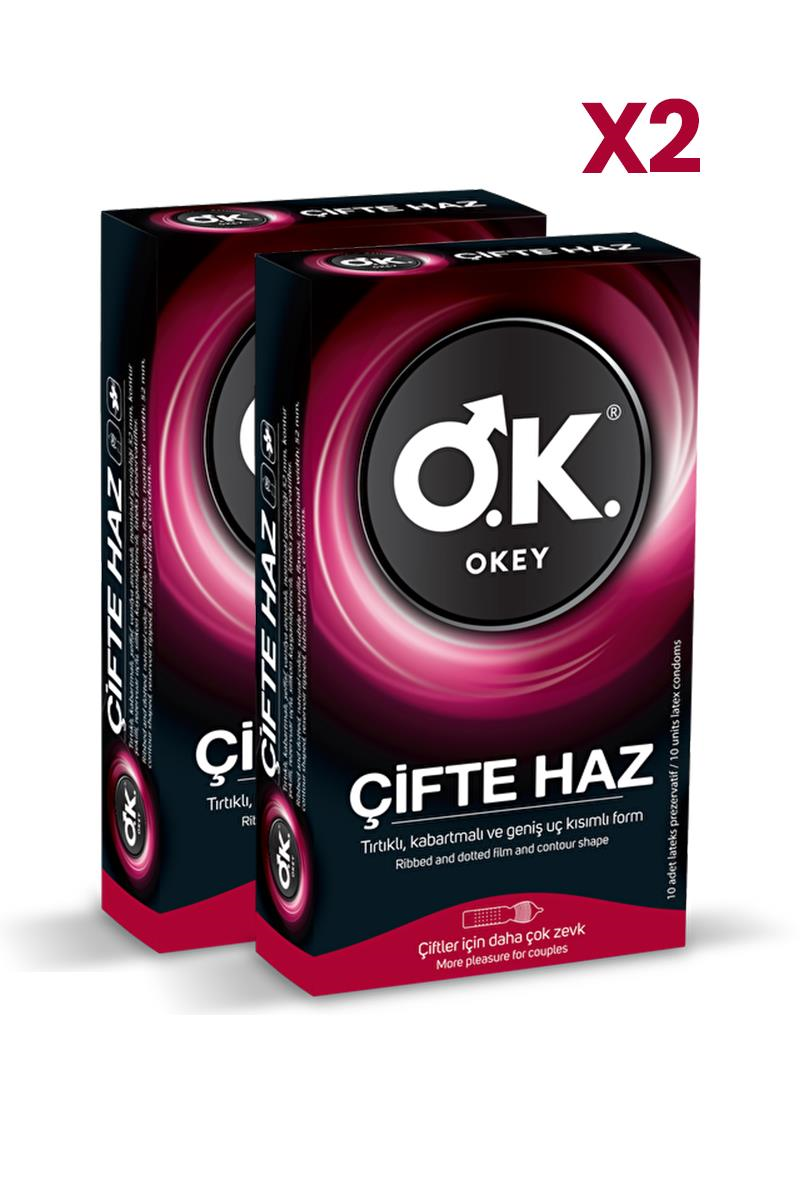 PrezervatifOkeyOkey Çifte Haz Prezervatif 10'lu x2 Adet