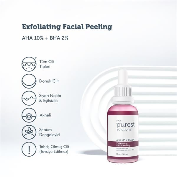 Cilt Bakım SerumlarıThe Purest SolutionsThe Purest Solutions Exfoliating Facial Peeling AHA %10 + BHA %2