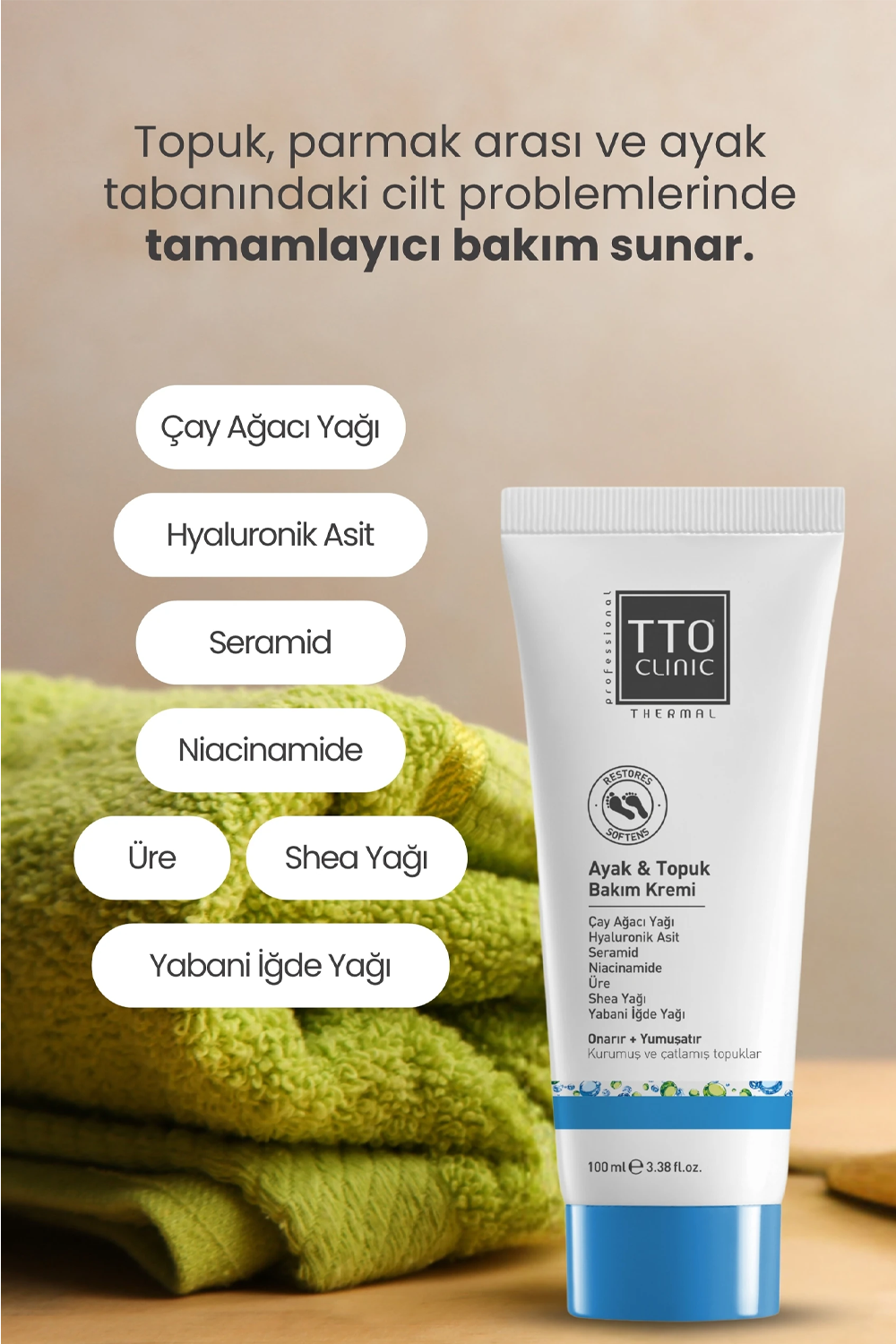 TTO Clinic Ayak ve Topuk Bakım Kremi 100 ml | KozmovitalBesleyici ve KoruyucularTTOTTO Clinic Ayak ve Topuk Bakım Kremi 100 ml