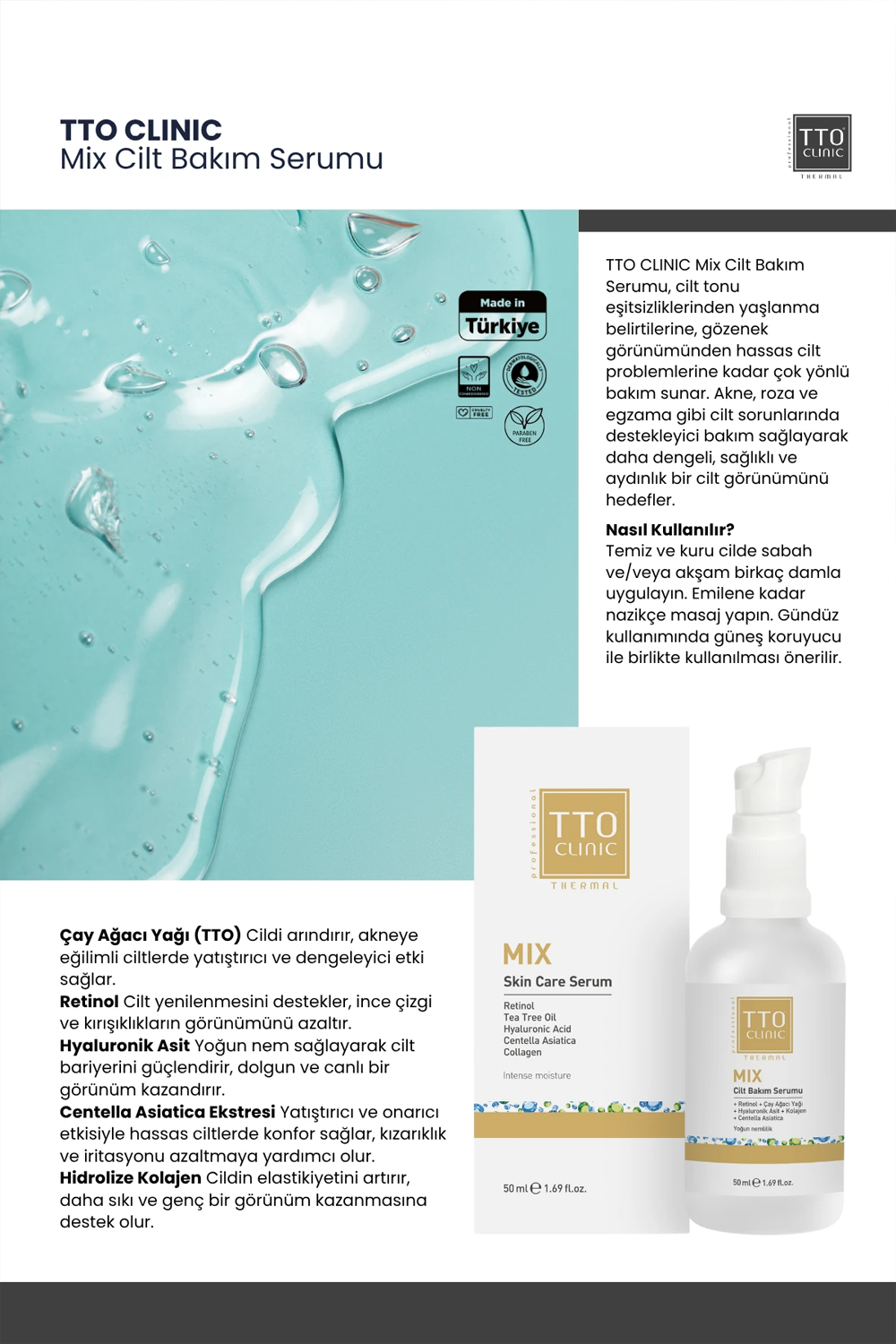 TTO Clinic Mix Cilt Bakım Serumu 50 ml | KozmovitalCilt Bakım SerumlarıTTOTTO Clinic Mix Cilt Bakım Serumu 50 ml
