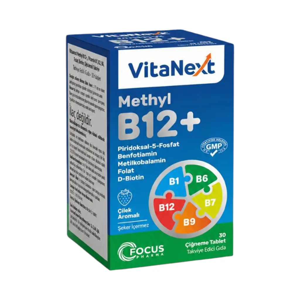 Vitanext Methyl B12+ 30 Çiğneme Tableti | KozmovitalVitamin / MultivitaminFocus PharmaVitanext Methyl B12+ 30 Çiğneme Tableti
