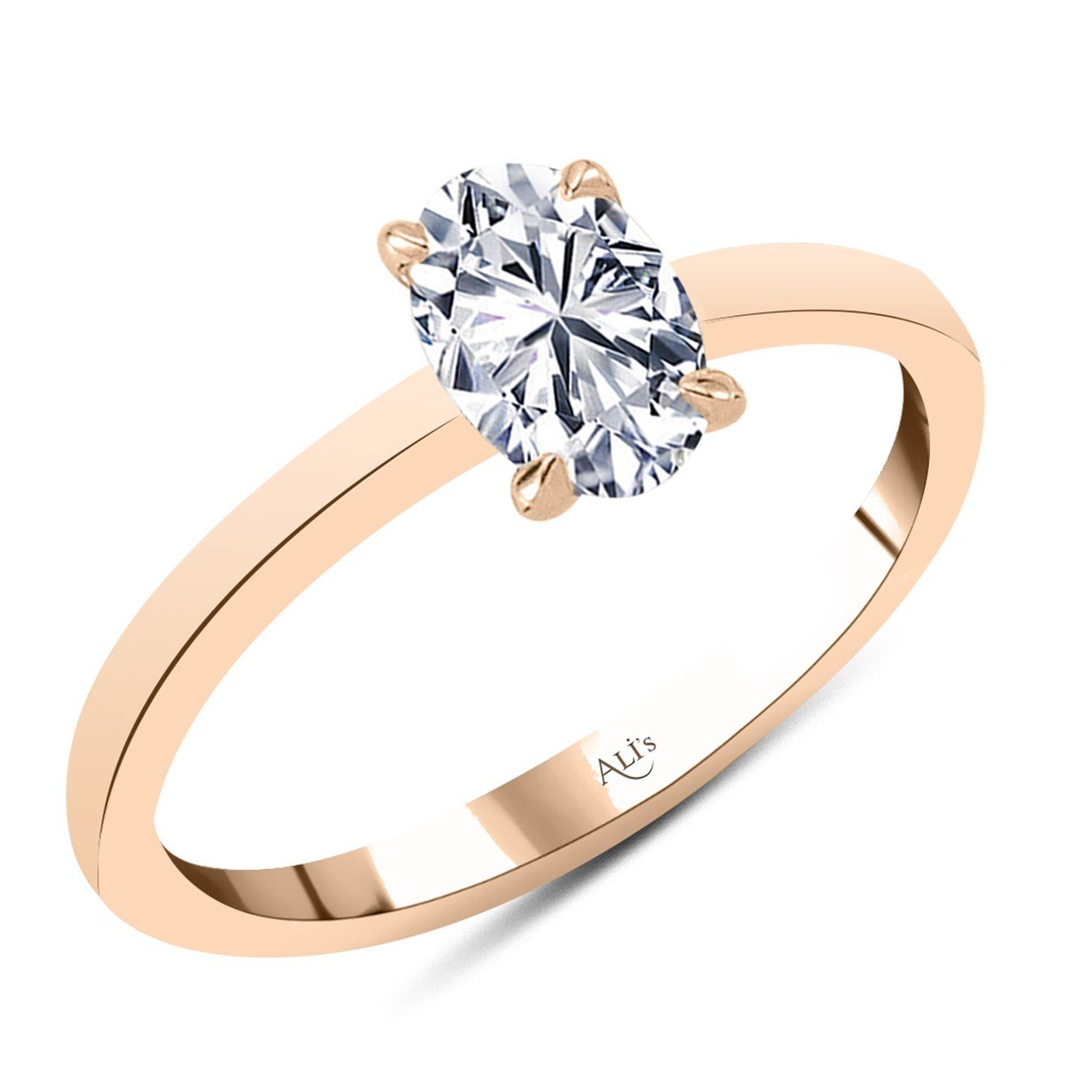 0.40 Karat Gia Sertifikalı Rose Pırlanta Oval Yüzük F Renk