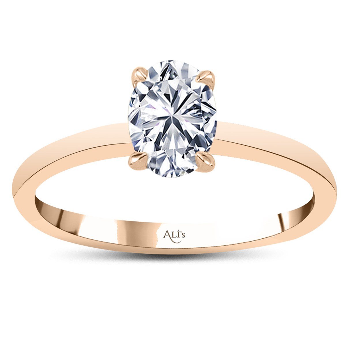 0.50 Karat Gia Sertifikalı Rose Pırlanta Oval Yüzük E Renk