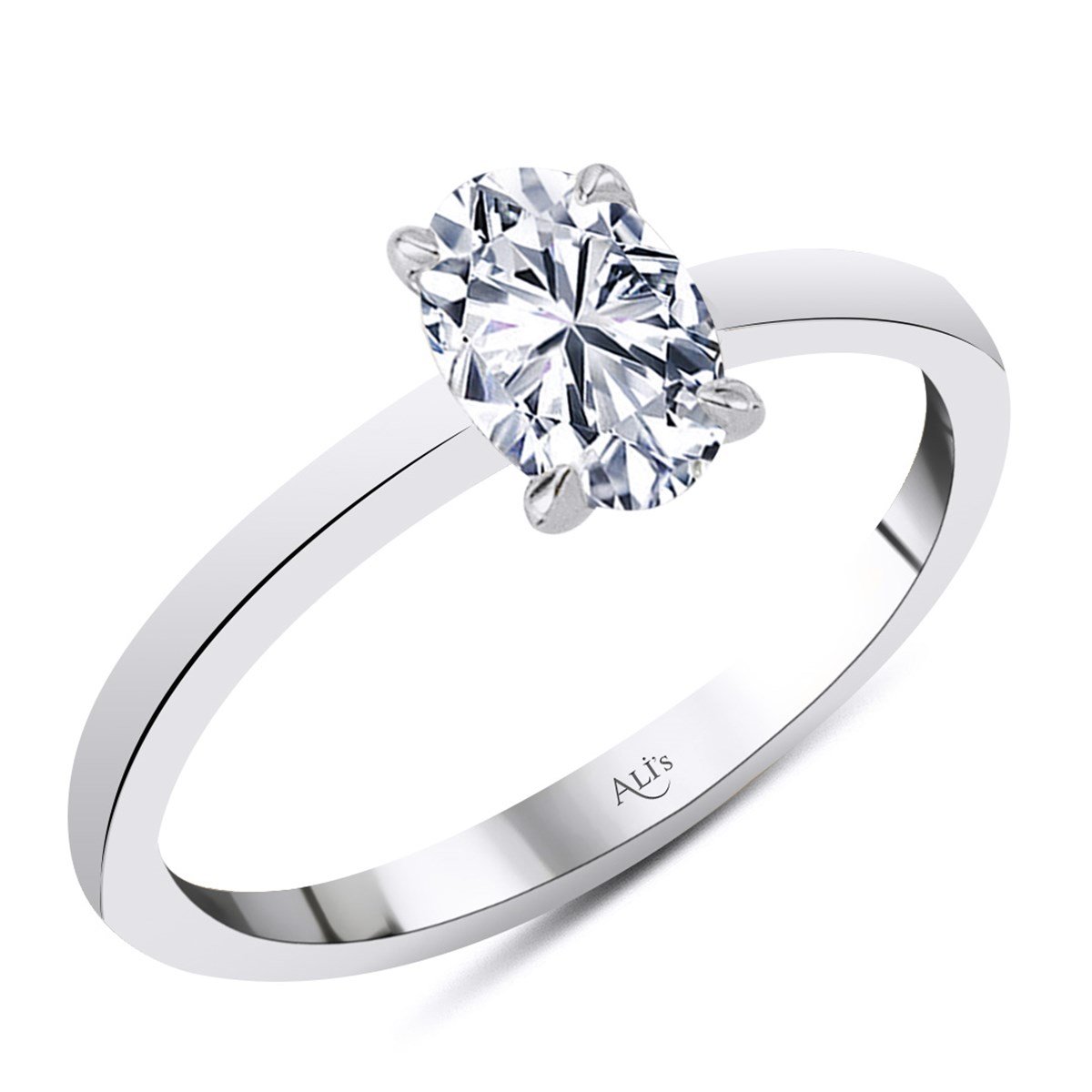 0.60 Karat Gia Sertifikalı Beyaz Pırlanta Oval Yüzük F Renk